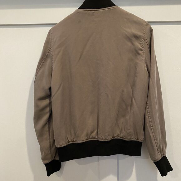 Cielo Basic Bomber Jacket Women Large Olive Green Black Trim Tencel READ - Picture 13 of 16